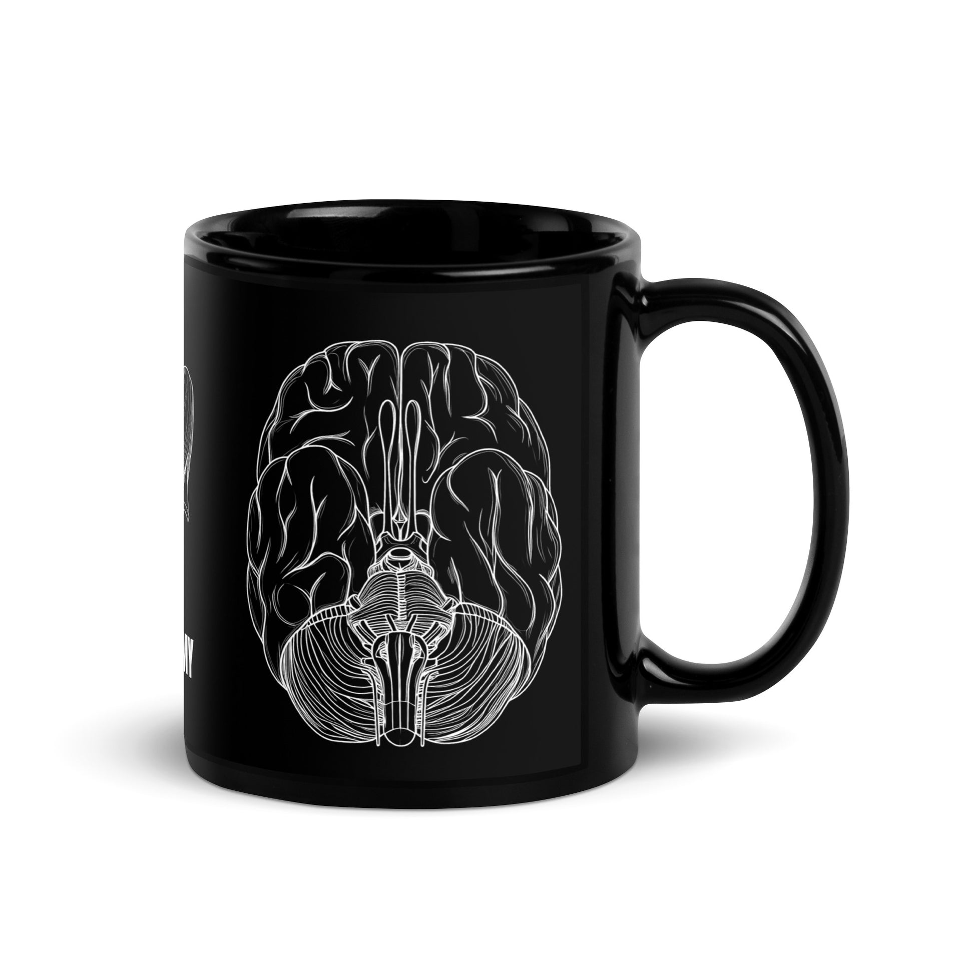 Black mug with brain