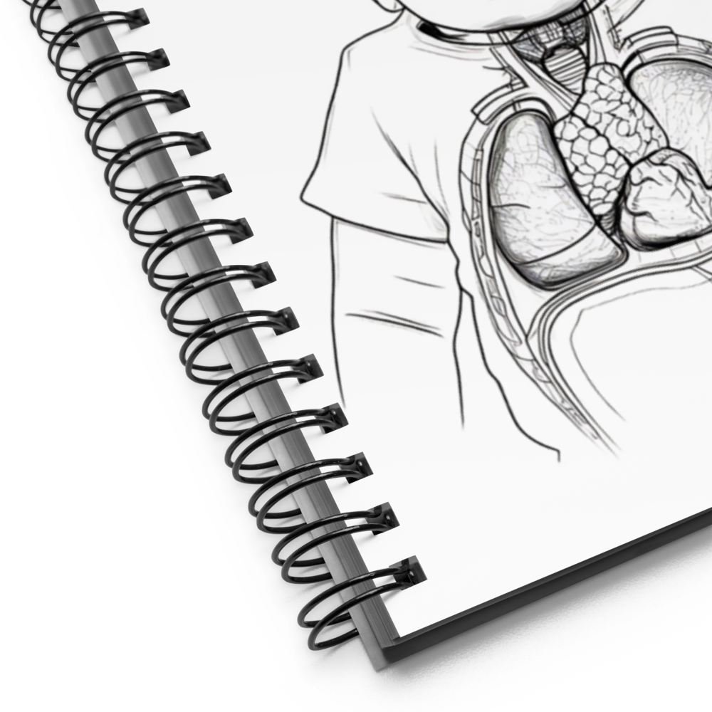 Whit cover notebook with infant and words Born to Thrive