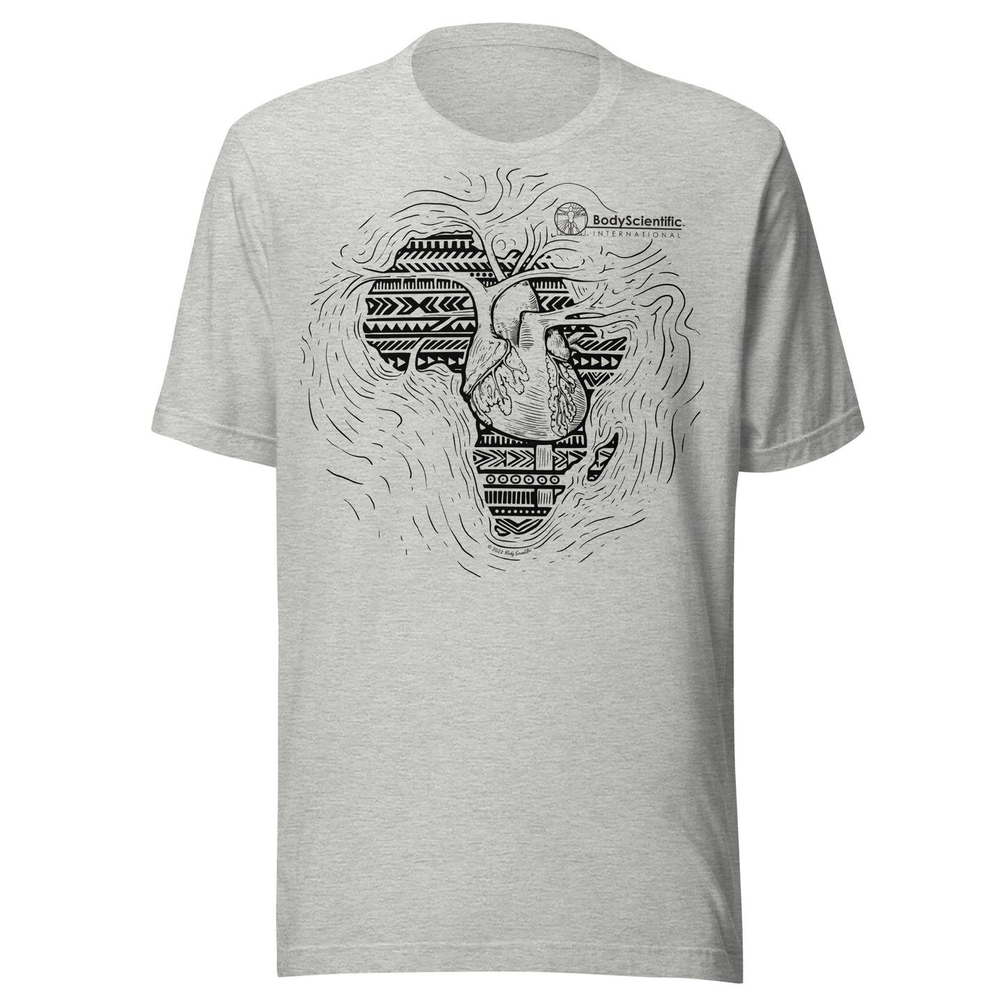 T-Shirt with illustration of Africa continent and human heart